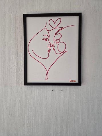 Liesens - I love my baby (Handpainted on white canvas met, Antiek en Kunst