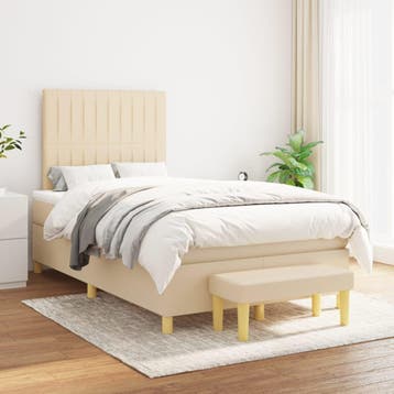 vidaXL Boxspring met matras stof crèmekleurig 120x200 cm, Verzenden, Nieuw, Twijfelaar, 120 cm