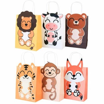 Fako Bijoux - 6 Uitdeelzakjes Met Handvat Zoo - 16x8x22cm -, Verzenden, Nieuw