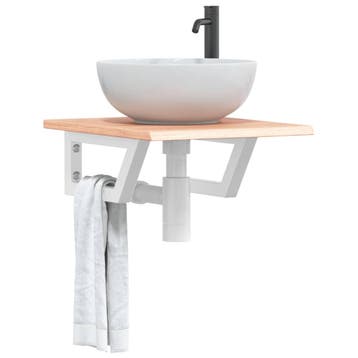 vidaXL Badkamer wandschap staal en massief eikenhout, Verzenden, Nieuw