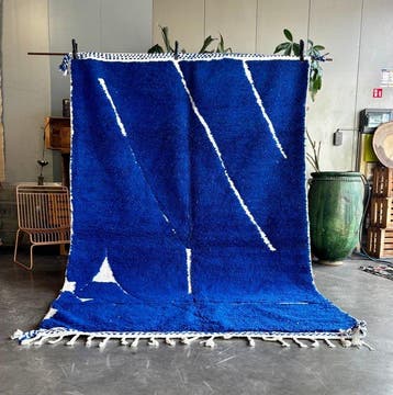 Marokkaans Blauw Modern Berber Nieuw Wol Tapijt - Vloerkleed, Nieuw