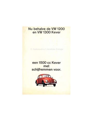 1966 VOLKSWAGEN KEVER & KARMANN GHIA BROCHURE NEDERLANDS, Nieuw, Volkswagen, Author