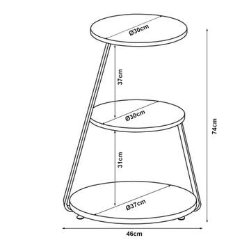 [en.casa] Bijzettafel Sipoo 74x46x37cm marmer zwart en marme, Huis en Inrichting, Tafels | Bijzettafels, Verzenden, Nieuw