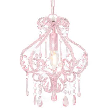 vidaXL Plafondlamp met kralen rond E14 roze, Verzenden, Nieuw