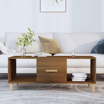 vidaXL Salontafel 102x50x40 cm bewerkt hout bruin eikenkleur, 100 tot 150 cm, Verzenden, Nieuw, 50 tot 100 cm