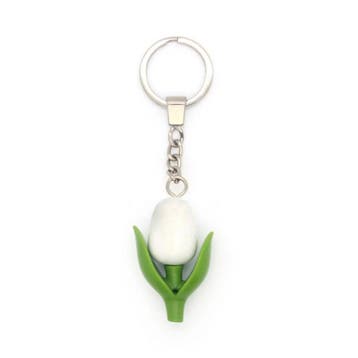 Houten Mini-tulp sleutelhanger van 4,5 cm wit, Ophalen of Verzenden, Nieuw