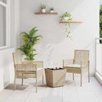 vidaXL Tuin Bistro Set 3 pcs Beige poly rattan, Verzenden, Nieuw, Rotan, 3 zitplaatsen