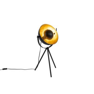 Tafellamp zwart met goud 63,3 cm tripod verstelbaar - Magnax, Verzenden, Nieuw