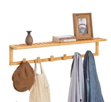 Bamboe wandkapstok met 6 haken, Kleding | Dames, Kledingrekken, Verzenden, Nieuw