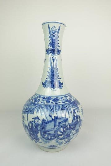 Blauw-witte figuurlijke narratieve vaas - Porselein - China