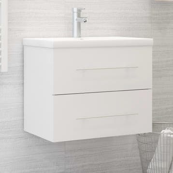 vidaXL Wastafelkast 60x38,5x48 cm bewerkt hout wit, Huis en Inrichting, Badkamer | Badkamermeubels, Verzenden, Nieuw, Wastafelkast