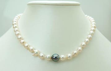 Zonder minimumprijs - Halsketting - Zilver - Drop Tahitian,, Nieuw