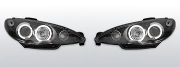 Koplampen geschikt voor Peugeot 206 98-01  Halo Rims zwart, Verzenden, Nieuw, Peugeot
