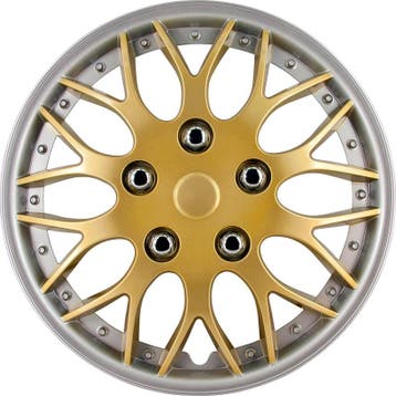 4-Delige Wieldoppenset Missouri 14-inch goud/zilveren rand, Ophalen of Verzenden, Nieuw