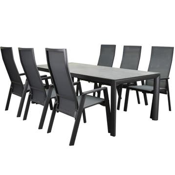Nancy Angora dining tuinset 220x100xH74 7 delig verstelbaar, Ophalen of Verzenden, Nieuw
