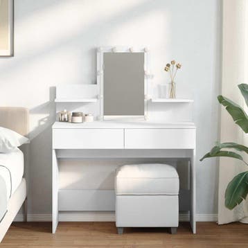 vidaXL Kaptafel met LED-verlichting 100x40x130 cm wit, Verzenden, Nieuw