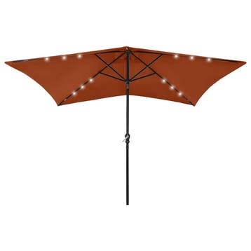vidaXL Parasol met LEDs en stalen paal 2x3 m, Verzenden, Nieuw, 2 tot 3 meter