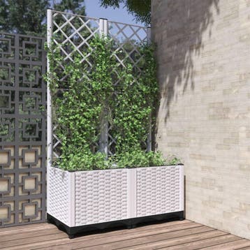 vidaXL Plantenbak met latwerk 80x40x136 cm polypropeen wit, Kunststof, Verzenden, Nieuw, 60 tot 100 cm
