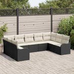 vidaXL Tuin Sofa Set 9 pcs Zwart poly rattan, Tuin en Terras, Verzenden, Nieuw, Rotan, Meer dan 8 zitplaatsen