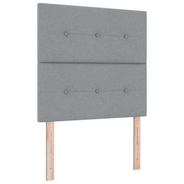 vidaXL LED Box Spring Bed met hoofdeinde Lichtgrijs 90 x 200, Verzenden, Nieuw, Eenpersoons, Stof