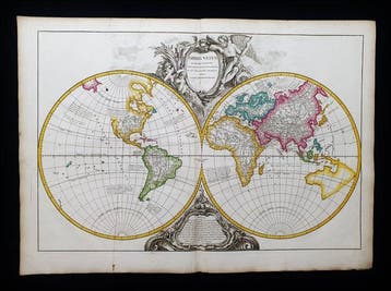 World Map - Wereldbol in hemisferen / Aardse planisfeer;, Boeken, Atlassen en Landkaarten, Nieuw