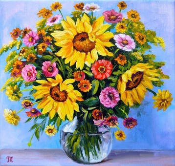 Genadiy Kolisniy (1968) - Suflowers bouquet, Still life