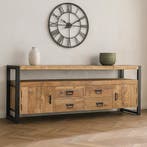 Tv-meubel Mangohout Britt 190 cm, Huis en Inrichting, Kasten | Televisiemeubels, Verzenden, Nieuw, Overige houtsoorten, Industriële meubels