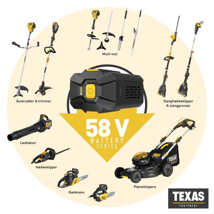 58V accu tuin gereedschap van TEXAS, 4.0 &5.0 Ah accus, Tuin en Terras, Hand-tuingereedschap, Overige soorten, Nieuw, Ophalen of Verzenden
