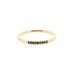 Gouden rijring met gekleurde zirconia, 18 tot 19, Gebruikt, Overige kleuren, Ophalen of Verzenden
