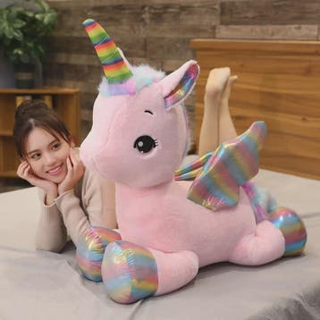 Knuffel Unicorn Regenboog Pluche Speelgoed - Zacht Kussen vo, Verzenden, Nieuw