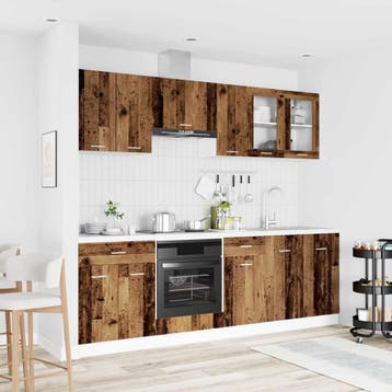 vidaXL Keuken Eenheid Lyon 8 st Bewerkt hout, Verzenden, Nieuw, Bruin