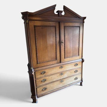 Kast - Eik - Antieke eikenhouten recht, Antiek en Kunst