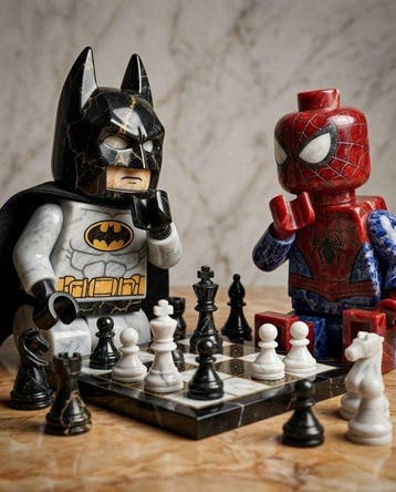 Naro - Canvas [L] - Batman vs. Spider-Man - The Marble Chess, Nieuw
