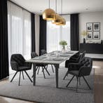 Fluwelen draaistoel Lucia, gestoffeerd - zwart, Set van 6, Verzenden, Nieuw