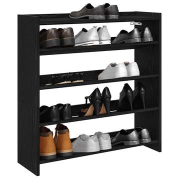 vidaXL Schoenenrek 80x25x81 cm bewerkt hout zwart, Verzenden, Nieuw