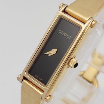 Gucci - Rectangular bangle quartz, Gold Bezel Black Dial -, Nieuw