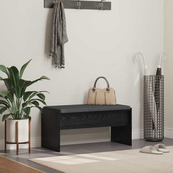 vidaXL Halbank met kussen Zwart Eiken 83 x 38 x 40 cm, Verzenden, Nieuw