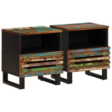 vidaXL Nachtkastjes 2 st 40x34x46 cm massief gerecycled hout, Verzenden, Nieuw, Hout
