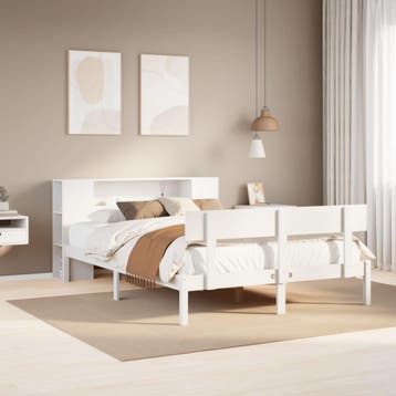 vidaXL Bed met boekenkast zonder matras grenenhout wit, Verzenden, Wit, 190 cm of minder, Overige maten