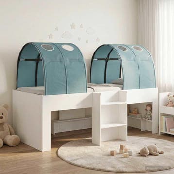vidaXL Bed met Tunnel 3 st Wit en Lichtblauw Bewerkt hout, Verzenden, Nieuw, Wit, Hout