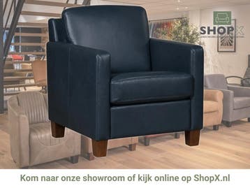 Leren fauteuil Smart - Granada Blue (blauw) - Poten hout, Nieuw, Ophalen of Verzenden, Bohemian, Eigentijds, Modern, Retro, 50 tot 75 cm