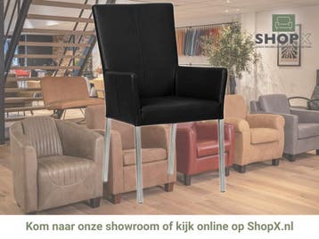 Leren eetkamerstoel Daily met armleuning - Toledo Nero, Huis en Inrichting, Stoelen, Zwart, Nieuw, Leer, Ophalen of Verzenden