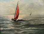 Scuola italiana (XIX-XX) - Marina, Antiek en Kunst, Kunst | Schilderijen | Klassiek