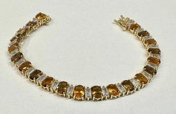 Zonder minimumprijs - Armband Zilver - 12.30ct. tw. Citrien, Sieraden, Tassen en Uiterlijk, Armbanden, Nieuw
