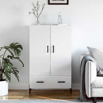 vidaXL buffetkast 69,5x31x115 cm bewerkt hout hoogglans wit, Huis en Inrichting, Kasten | Buffetkasten, Verzenden, 100 tot 150 cm