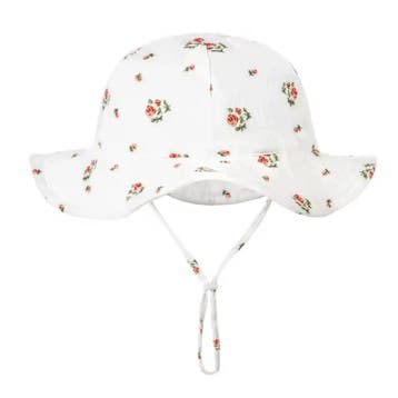 Zonnehoedje linnen look gebroken wit met hartjes, Kinderen en Baby's, Babymode-accessoires, Verzenden, Nieuw