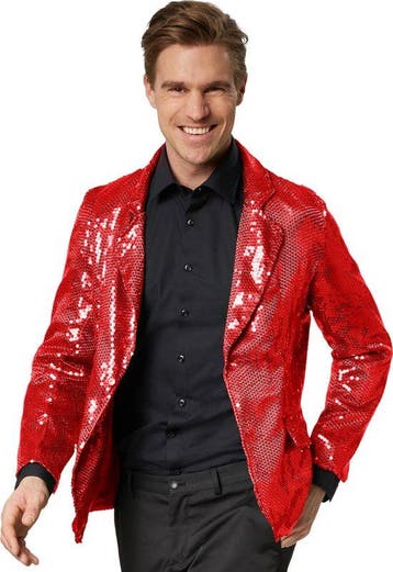 2dekans | dressforfun - Paillettenjas heren rood L -, Tectake, Ophalen of Verzenden, Zo goed als nieuw