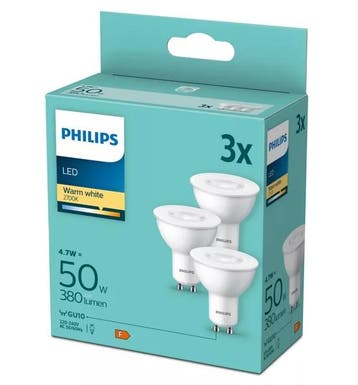 OP=OP Voordeelpack 3x Philips LED GU10 4.7W/827 380lm Nie..., Ophalen of Verzenden, Nieuw