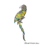 Zilveren papegaai vogel broche, Verzenden, Nieuw, Zilver