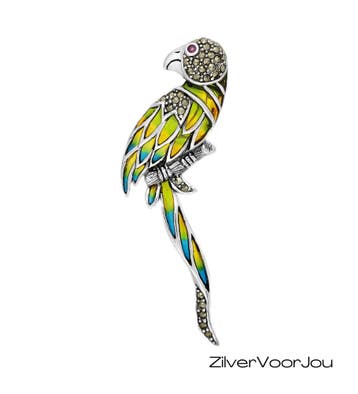 Zilveren papegaai vogel broche, Sieraden, Tassen en Uiterlijk, Broches, Verzenden, Nieuw, Zilver